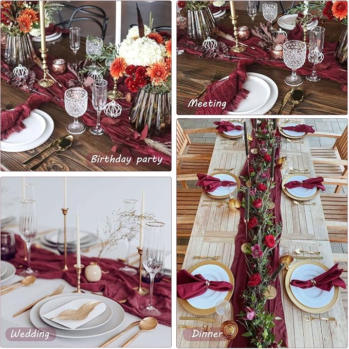 12 Pack 13Ft Cheesecloth Table Runner 35x157 Inch Boho Gauze Rustic Long Table - Image 6