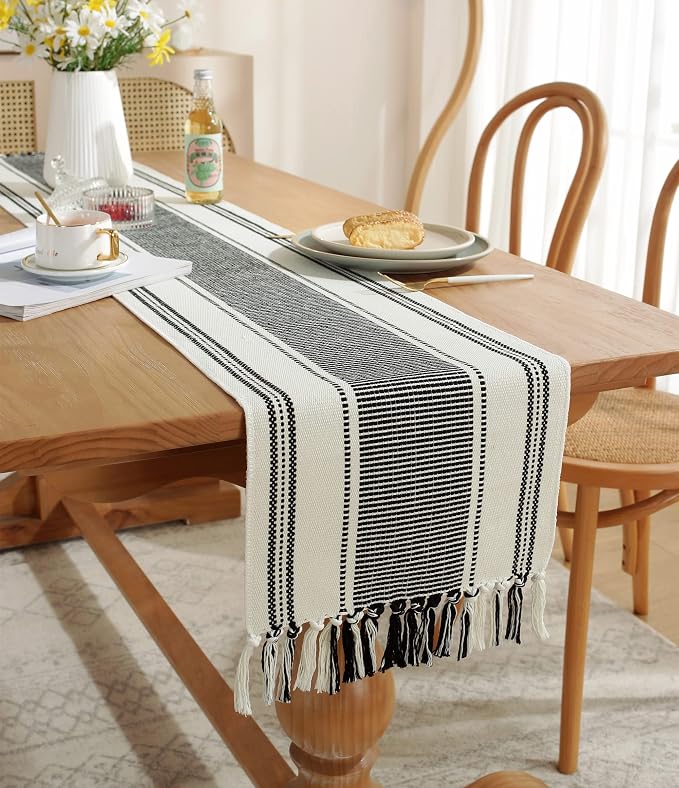 Caflife Boho Table Runner Balck and White - Image 2