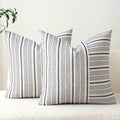 DWR Striped 3D Textured Weave Throw Pillow Covers 20x20 Set of 2, Polyester by DWR
