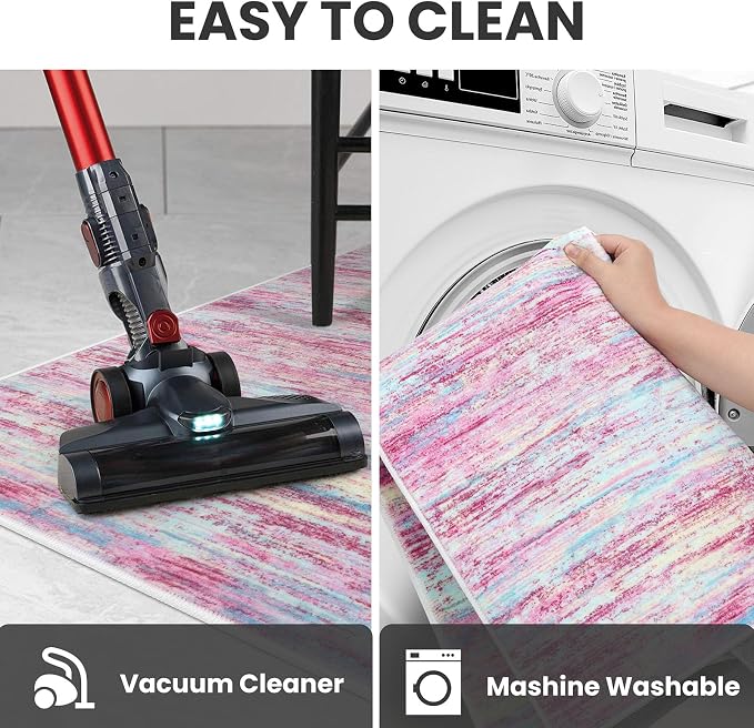 2x6 Modern Abstract Runner Rug for Hallways, Non-Shedding Washable Rug for - Image 5