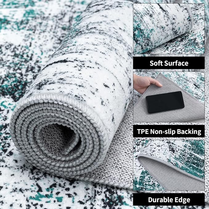 Ciicool Modern Abstract Rug for Living Room, Low-Pile Contemporary Indoor - Image 3