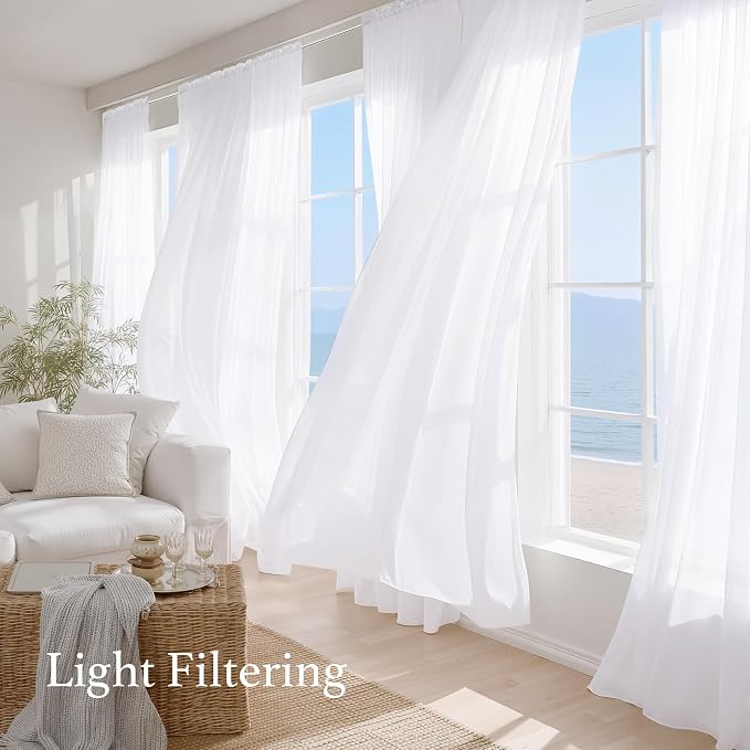 NICETOWN 90 Inch White Sheer Curtains - Image 7
