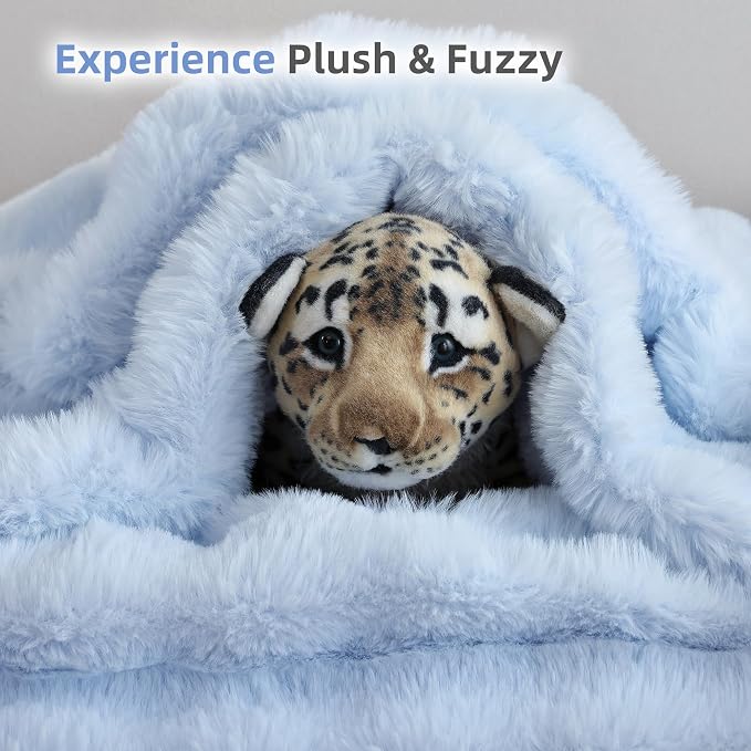 Smoofy Faux Fur Throw Blanket for Couch Rabbit Fleece - Image 7