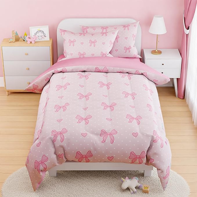 SANDJEST Bow Comforter Set Full Size 98x86in by SANDJEST
