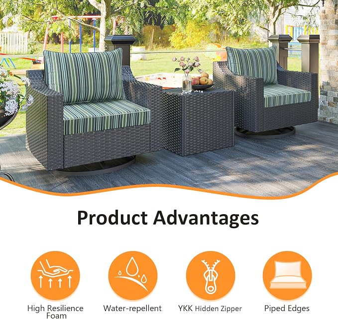 Sunbrella Outdoor Patio Chair Cushions Set, Water-Repellent, Fade Resistant - Image 3