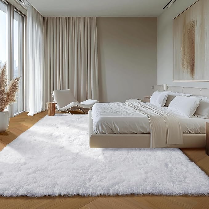 ONASAR White 6x9 Area Rugs for Living Room Bedroom, Washable Large Fluffy - Image 4