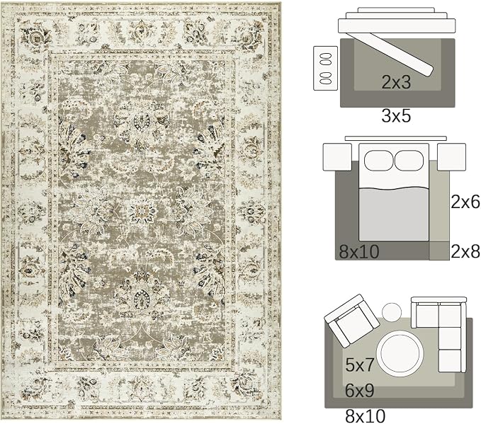 jinchan Fiora Washable Area Rug 8x10 - Image 2