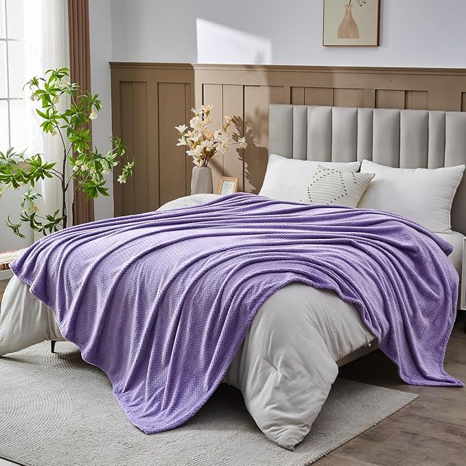 NEWCOSPLAY Super Soft King Blanket Lavender Premium Silky Flannel Fleece Leaves by NEWCOSPLAY