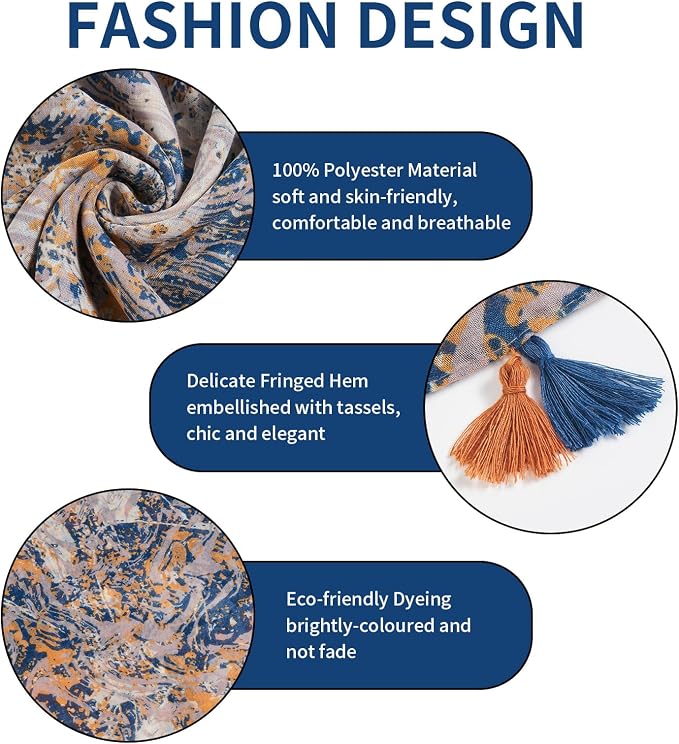 Scarf for Women Lightweight Soft Floral Leopard Printed Scarves Fall Winter - Image 2