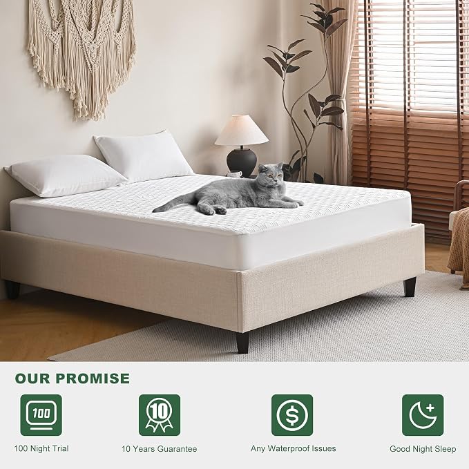GRT Queen Waterproof Mattress Protector, Rayon Made from Bamboo Mattress Cover - Image 6