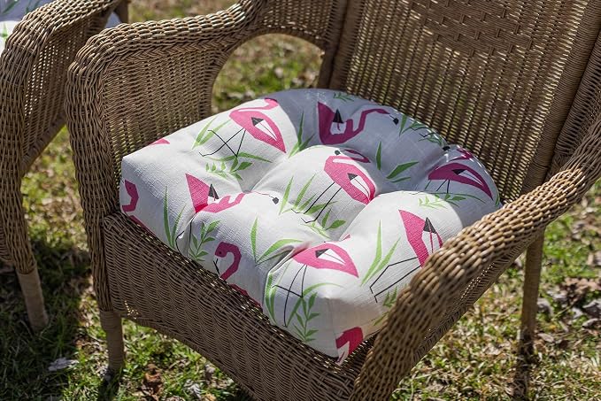 RSH DECOR: Tufted U-Shape Wicker Seat Cushions Set of 2 | 19” x 19” | - Image 2