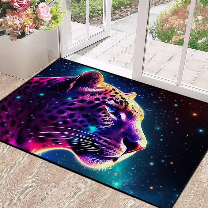 Galaxy Leopard Rug Fierce Panther Head Area Rugs - Image 4