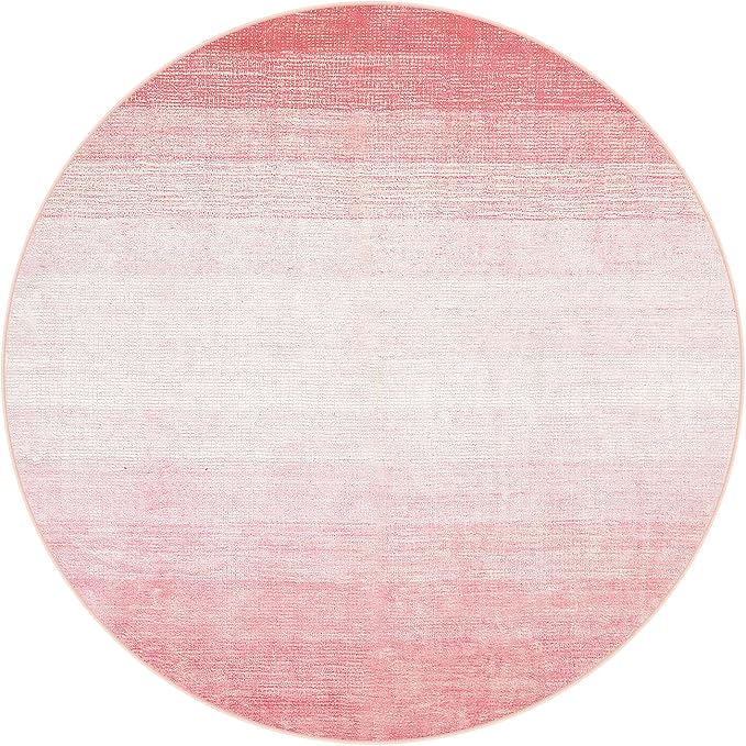 Wonnitar Modern Ombre Pink 5ft Round Rug, Non-Slip Washable Living Room Rugs - Image 9