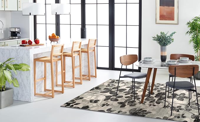 SAFAVIEH Evoke Collection 10' x 14' Grey/Black EVK236R Floral Non-Shedding - Image 2