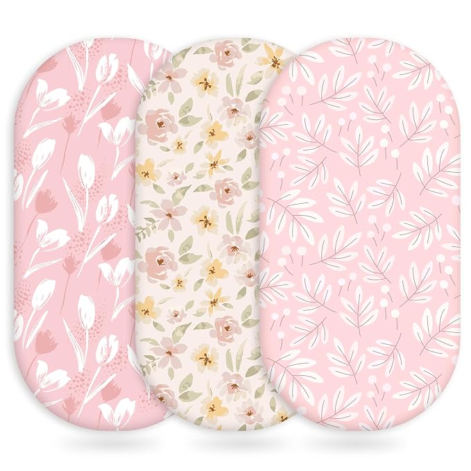 Baby Bassinet Sheets Girl Boy, Fitted Bassinet Sheet Set 3 Pack Bassinet by Unnivoll