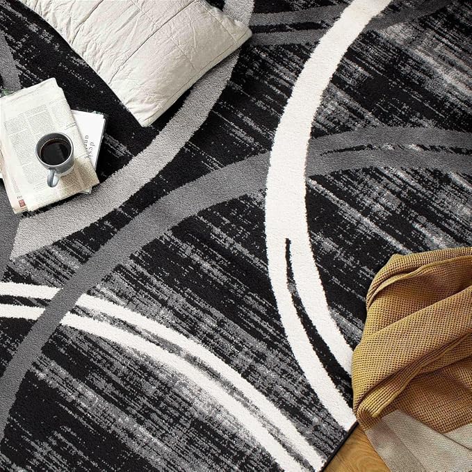 Rugshop Modern Wavy Circles Design Area Rug, Fade-Resistant Carpet - Image 9