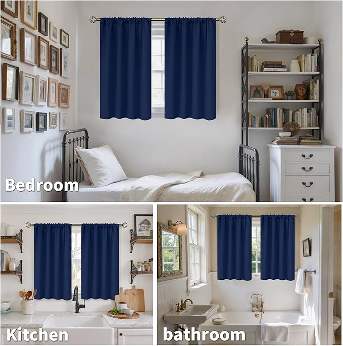 BGment Short Blackout Curtains for Kitchen Window 45 Inch Length - Image 2
