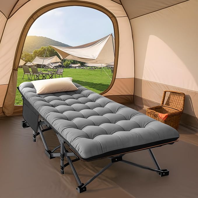 ABORON Camping Cot for Adult 28" Extra Wide, Heavy-Duty 1200D Oxford Cot for - Image 8