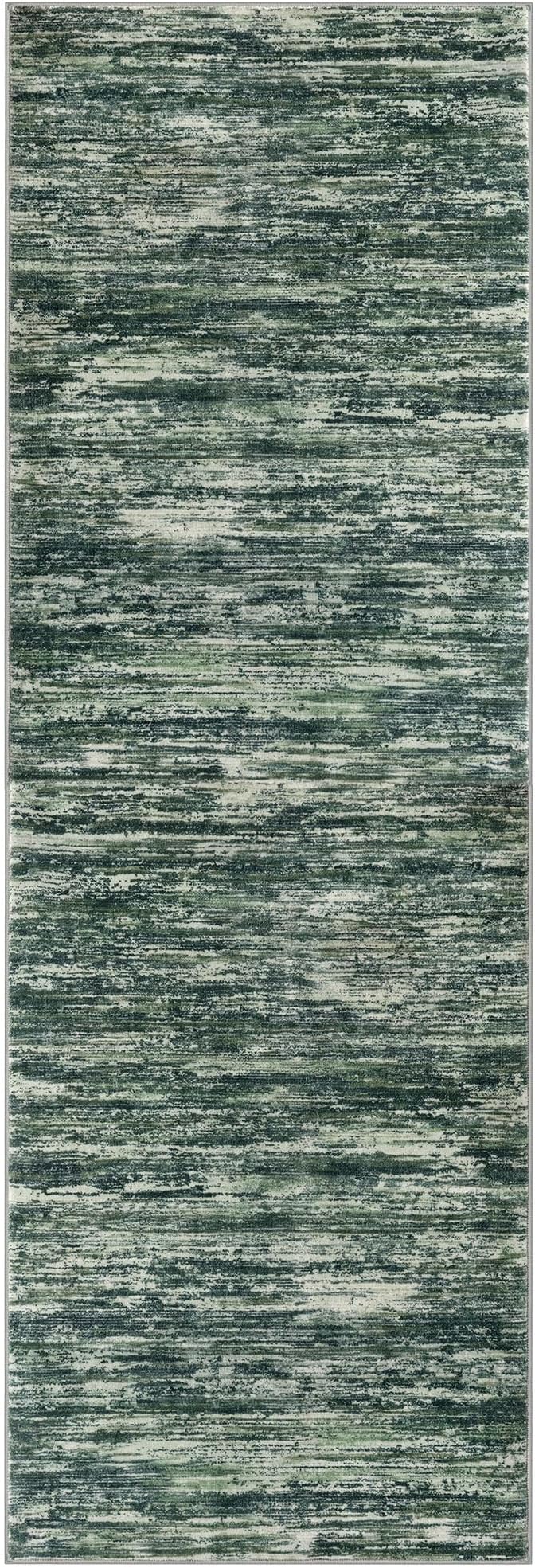 2x6 Modern Abstract Runner Rug for Hallways, Dark Green Super Soft Hallway - Image 8