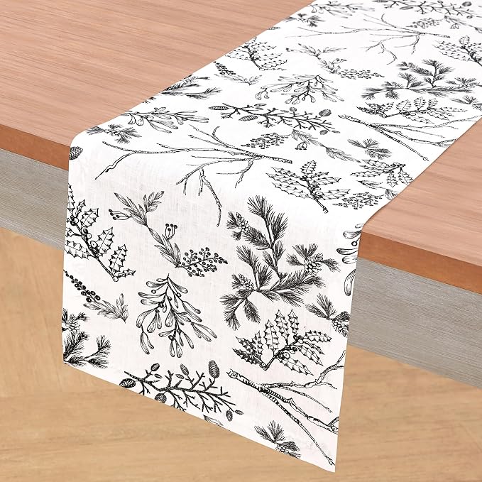 Solino Home 100% Pure Linen Christmas Table Runner 108 Inch Long - Image 2