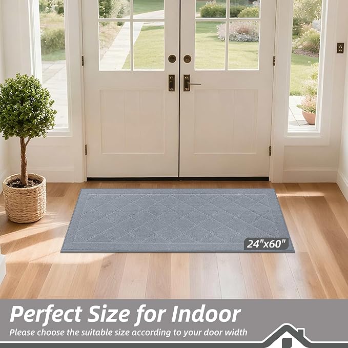 BEQHAUSE Dirt Trapper Door Mat 24" x 60", Doormat Non-Slip Entryway Rugs - Image 2
