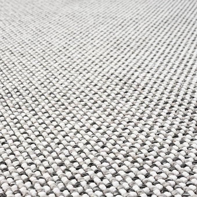 LUXE WEAVERS Solid Machine Woven White Dark Gray 9x12 Area Rug, Indoor - Image 3