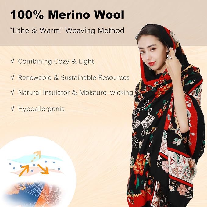DANA XU 100% Merino Wool Pashmina Shawl - Image 4