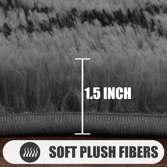 ONASAR Bedroom Living Room Area Rugs 5x8, Soft Shaggy Plush Fluffy Moroccan - Image 2