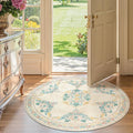 jinchan Round Rug 4ft Area Rug Vintage Floral Distressed Design Machine by JINCHAN