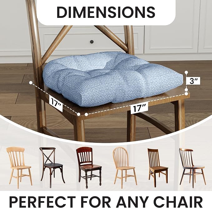 Klear Vu Gripper Overstuffed Universal Non-Slip Dining Chair Cushions - Image 3
