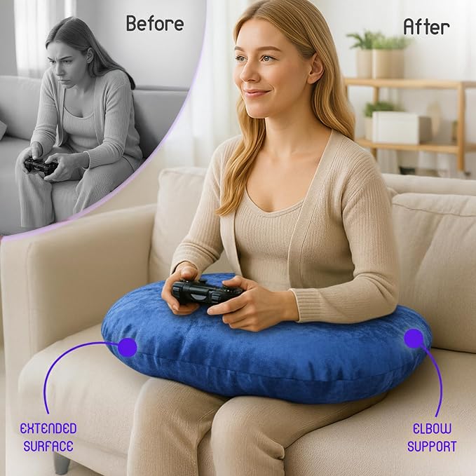 MELLO Lap Pillow for Reading – Memory Foam Gaming Pillow for Lap, Elbow and Arm - Image 6