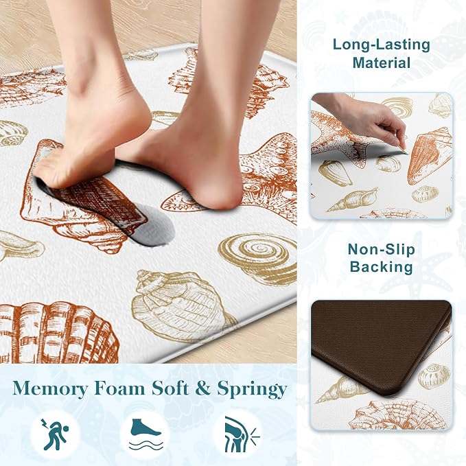 Kitchen Mats for Floor Cushioned Anti Fatigue Sets of 2 Beach Theme Kitchen - Image 5
