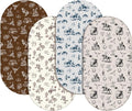 VitalCozy 4 Pcs Vintage Western Cowboy Bassinet Sheets Set 32 x 16 x 3 Inches by VitalCozy