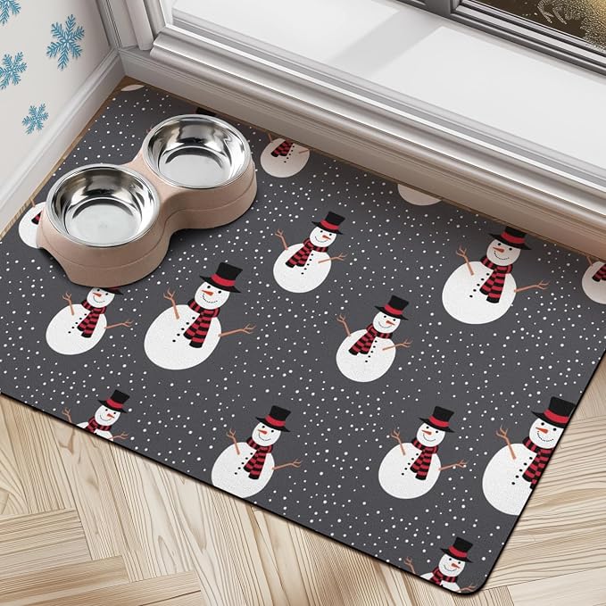 Dog Food Mats for Floors, Absorbent Dog Bowl Mat for Food and Water Dispenser by Cuslnox