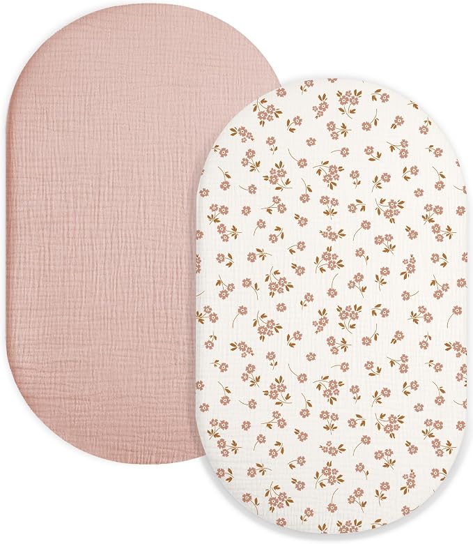 Bassinet Sheet for Baby Boy and Girl 2 Pack, Fitted Sheets for Rectangle by Meowcards