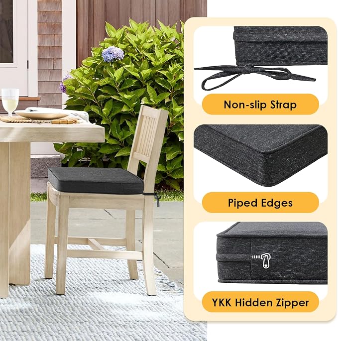 Outdoor Square Corner Seat Cushion, 18.5"x16"x3", Non Slip Seat Cushion Pads - Image 4