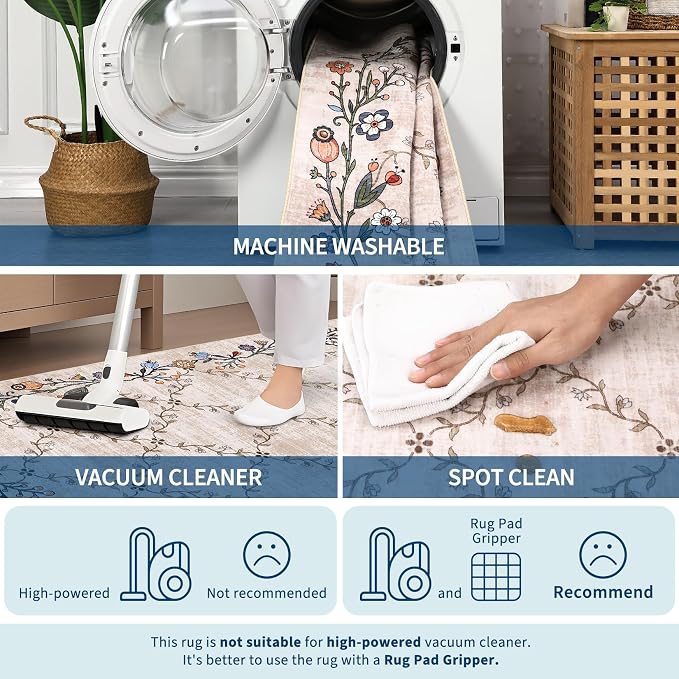 Garveehome 5x7 Washable Floral Area Rugs - Image 4