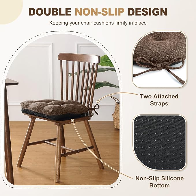downluxe Indoor Chair Cushions for Dining Chairs, Tufted Overstuffed Textured - Image 4