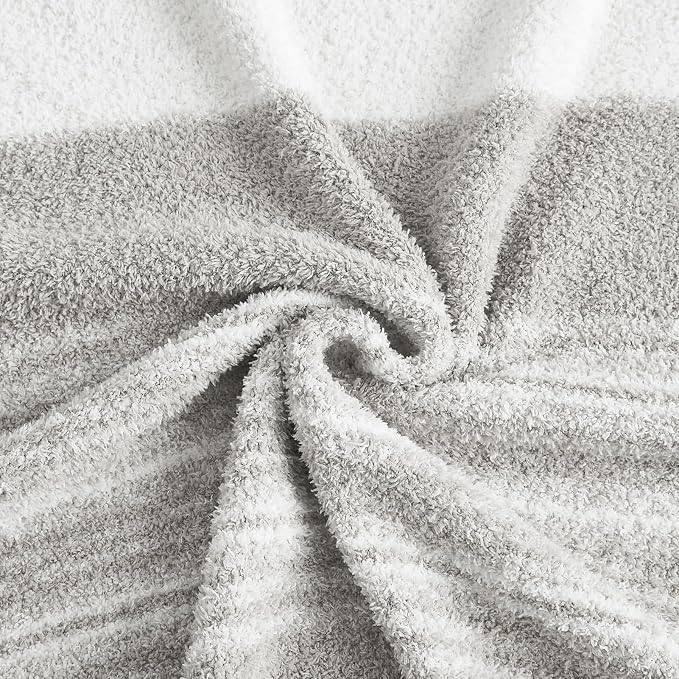 WRENGONGE Light Grey Throw Blanket, 50x70 Soft Cozy Striped Throw Blankets - Image 4