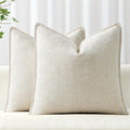 MIULEE Decorative Pillow Covers 20x20, 2 Pack Boho Farmhouse Neutral Throw by MIULEE