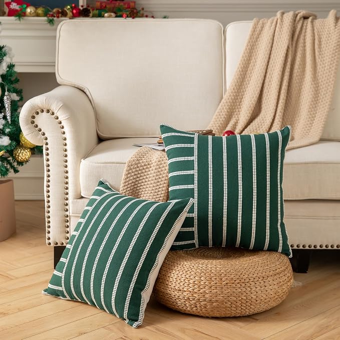 Boho Throw Pillow Covers 20x20 Set of 2 Soft Farmhouse Decorative Couch Pillow - Image 2