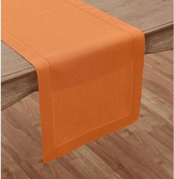 Solino Home Linen Pumpkin Hemstitch Table Runner 36 Inches - Image 2