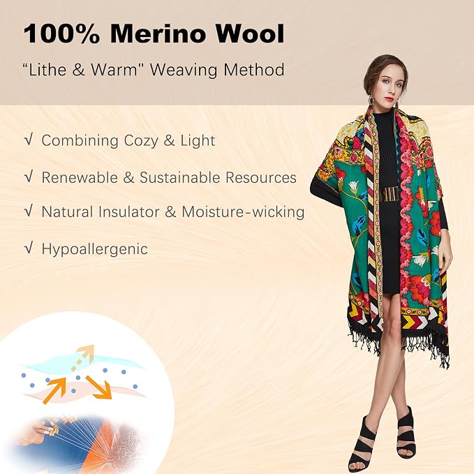 DANA XU 100% Merino Wool Pashmina Shawl - Image 4