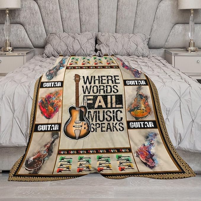Guitar Blanket Guitar Gifts for Boys Men Music Throw Blanket for Kids Adults - Image 3