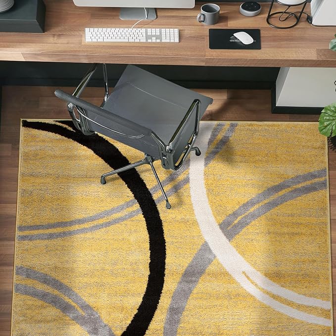 Rugshop Wavy Circles Design Area Rug, Non-Shedding Carpet - Image 6