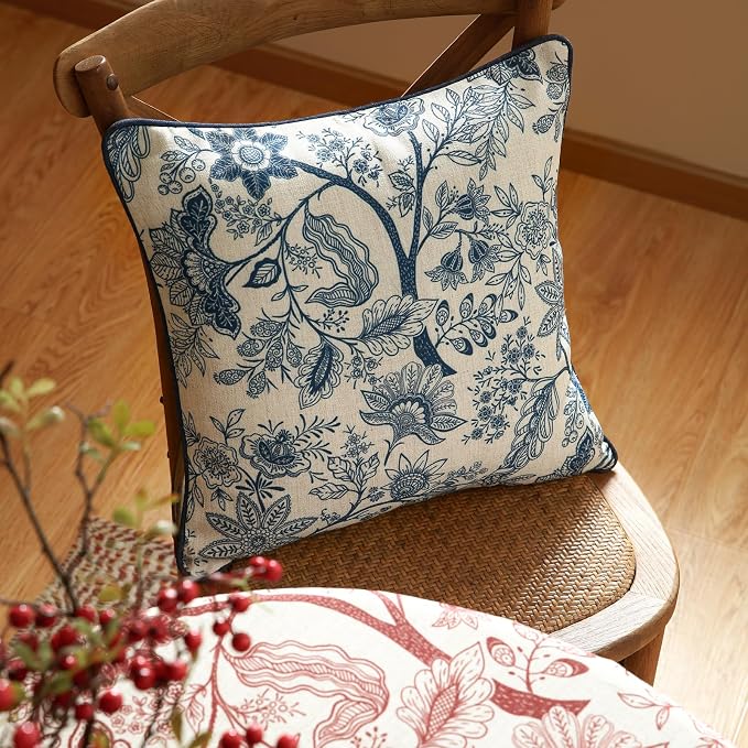 ISAENNE Design Linen Square Throw Pillow Covers 18"x18" Pack of 2, French - Image 6