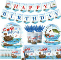 142 Pcs Gone Fishing Tableware, Fishing Birthday Party Decoration Little by GREHUMOR