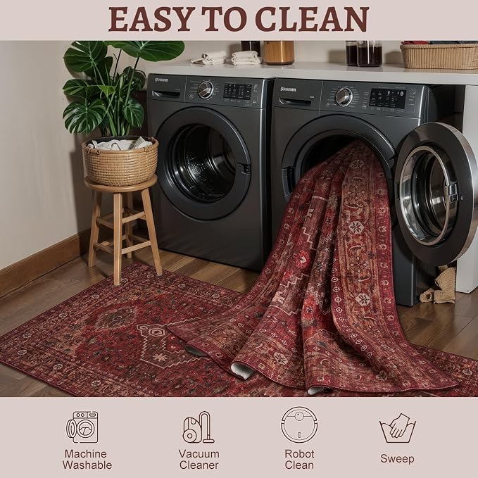 Tangsoo Washable Entryway Rugs 2x3 Vintage Non Slip Small Area Rug, Indoor - Image 6