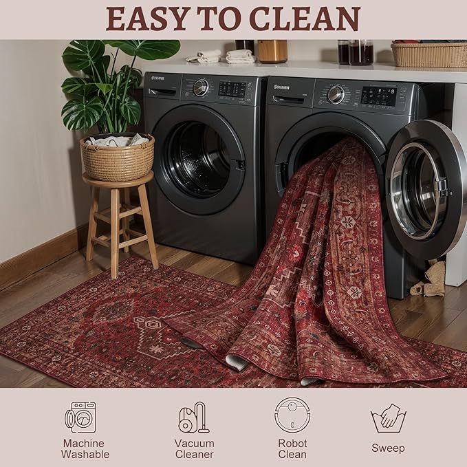 Tangsoo Washable Entryway Rugs 2x3 Vintage Non Slip Small Area Rug, Indoor - Image 3