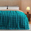 Lotus Karen Faux Fur Throw Blanket Teal by LotusKaren